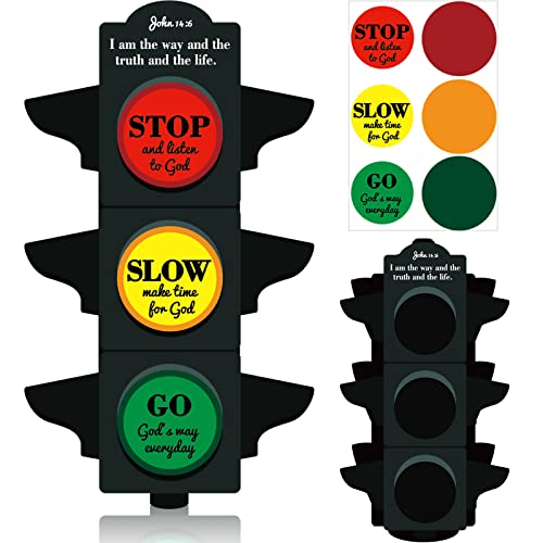 30 Pcs Inspirational Traffic Light Craft Kit Christian Crafts Sunday School Crafts for Kids Religious Crafts Bible Crafts for Children Bulk John 14: 6 Crafts Religious Party Classroom Favor