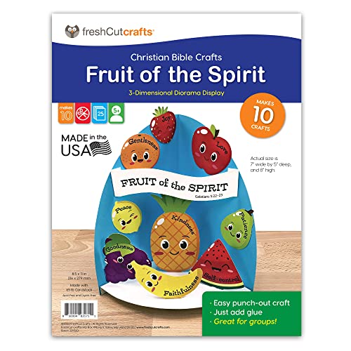 FreshCut Crafts | Fruit of The Spirit Easy 3-D Punch-Out Bible Craft Kit  Makes 10 Tabletop Display Crafts for Sunday School, Homeschool Classrooms US Made Quality Card Stock, NOT Foam