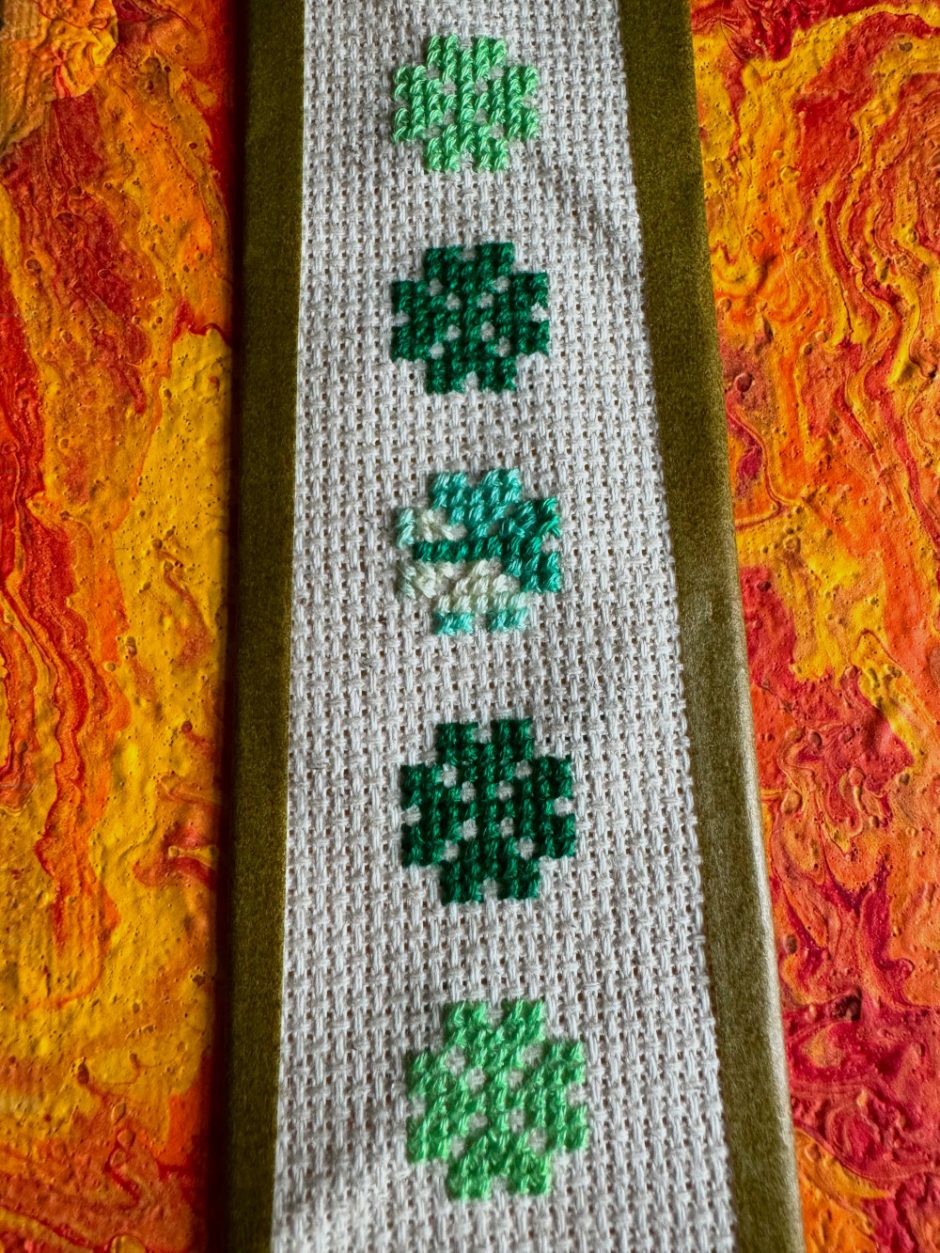 Four Leaf Clover Cross Stitch Bookmark
